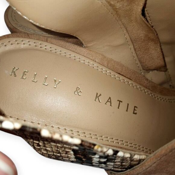 KELLY & KATIE TAN SUEDE SNAKE PRINT SLING BACK HEELS SZ.7 EUC. - Picture 8 of 8